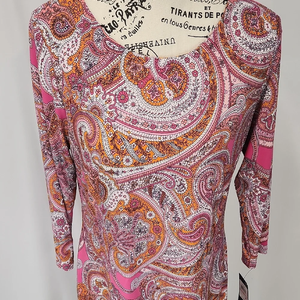 NWT Tommy Hilfiger Paisley Print Pink Dress, size 10 - Picture 2 of 10